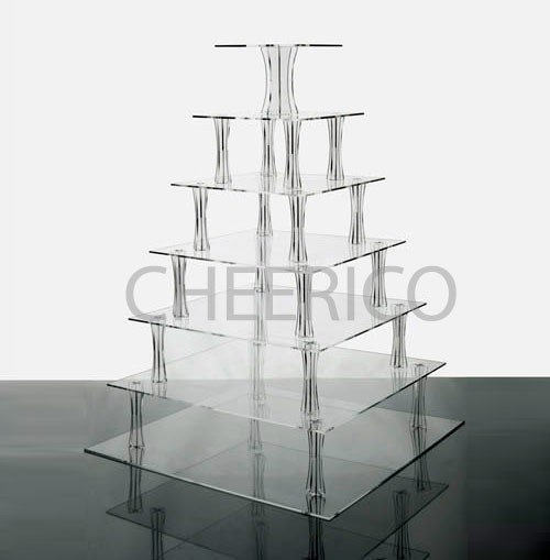 7 Tier Square Acrylic Square Cupcake Stand Tower Display