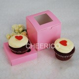 1 Window Pink Cupcake Box w finger hole ($1.50/pc x 25 units)